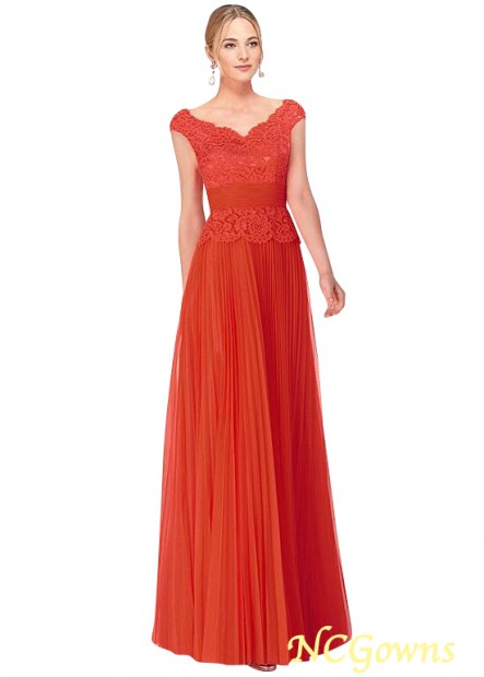 A-Line Cap Sleeve Type Lace  Tulle V-Neck Neckline Red Dresses T801525338650