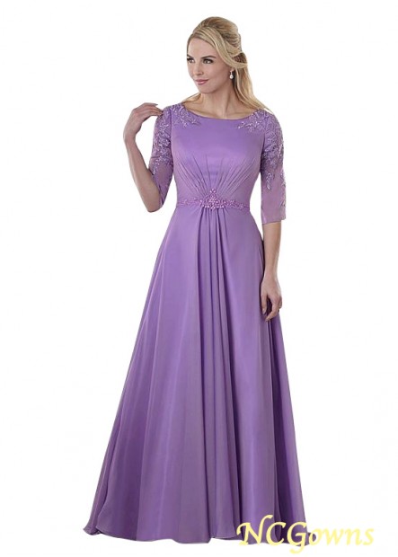 A-Line Illusion Sleeve Full Length Mother Of The Bride Dresses