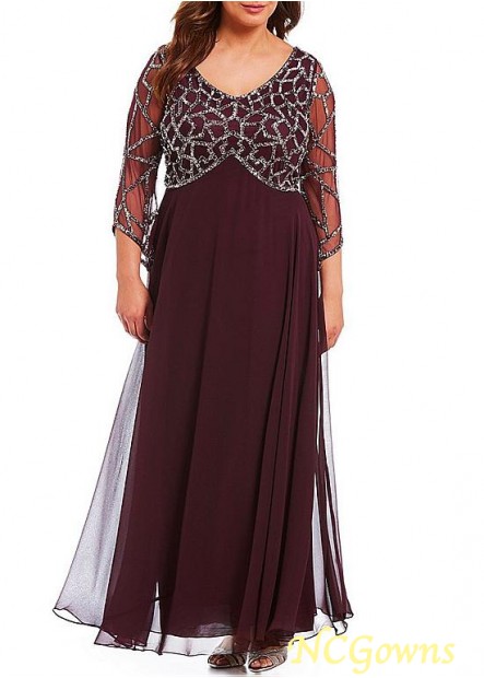 Full Length A-Line Red Tone Color Family Illusion Mother Of The Bride Dresses
