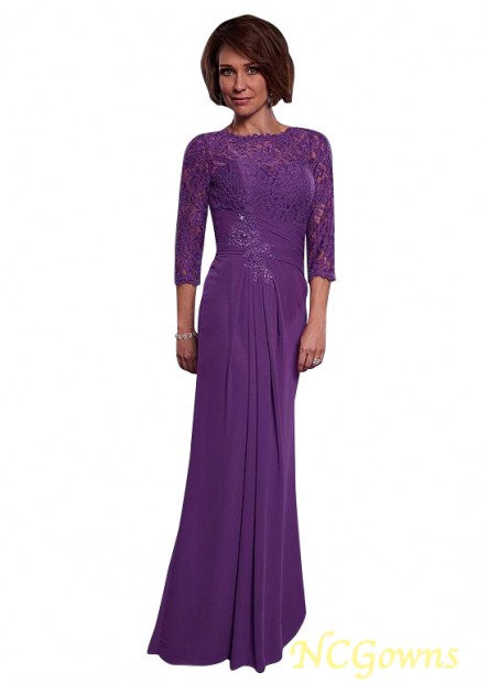 Full Length Purple Lace Chiffon Mother Of The Bride Dresses