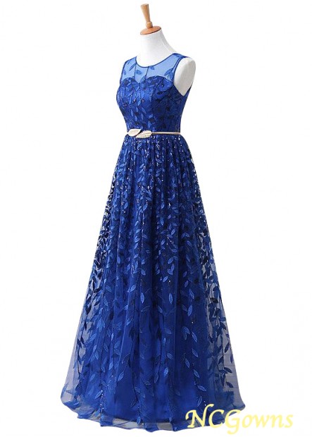 A-Line Blue Tone Jewel Neckline Wedding Party Dresses