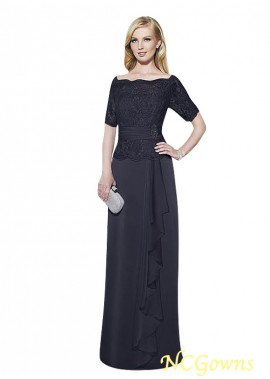 Sheath Column Silhouette Off-The-Shoulder Neckline Chiffon Full Length Length Black Dresses