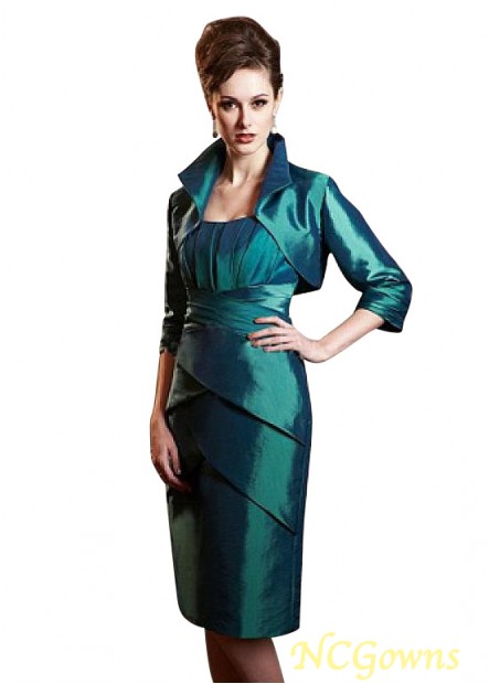 Ncgowns Blue Tone Color Family Knee-Length Length Strapless Coat Jacket Sleeve Type Mother Of The Bride Dresses