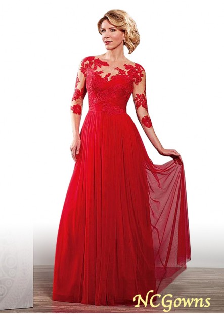 Red Tone Full Length Tulle Illusion Bateau Mother Of The Bride Dresses