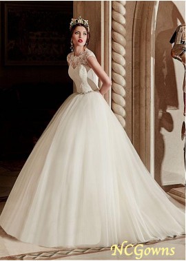A-Line Sweep 15-30Cm Along The Floor Tulle Ivory Dresses