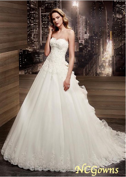 Dropped Tulle Ball Gown Silhouette Full Length Length Wedding Dresses