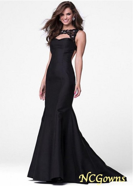 Bateau Neckline Fishtail Black Color Family Prom Dresses T801525413619