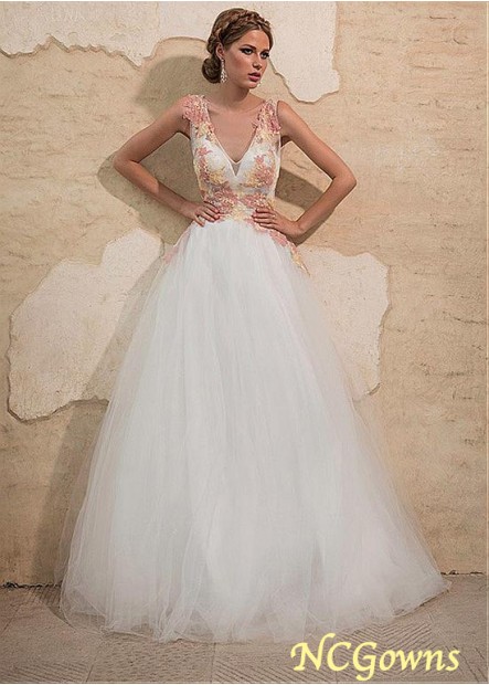 Natural Without Train Tulle White Dresses