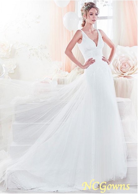 Ncgowns Tulle  Lace A-Line Sleeveless Wedding Dresses