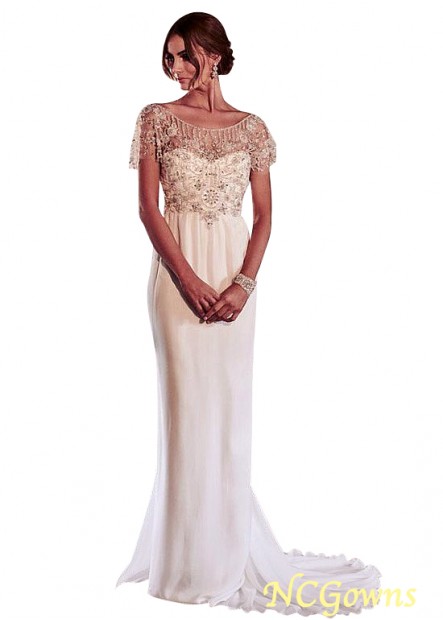 Ncgowns A-Line Full Length Sweep 15-30Cm Along The Floor Short Sleeve Length Natural Beach Wedding Dresses