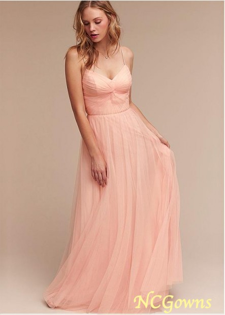 Ncgowns Tulle Natural Spaghetti Straps Bridesmaid Dresses