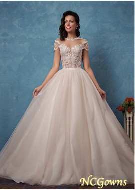 Cathedral 50-70Cm Along The Floor Train Tulle  Satin Full Length 2 In 1 Bateau Neckline Wedding Dresses