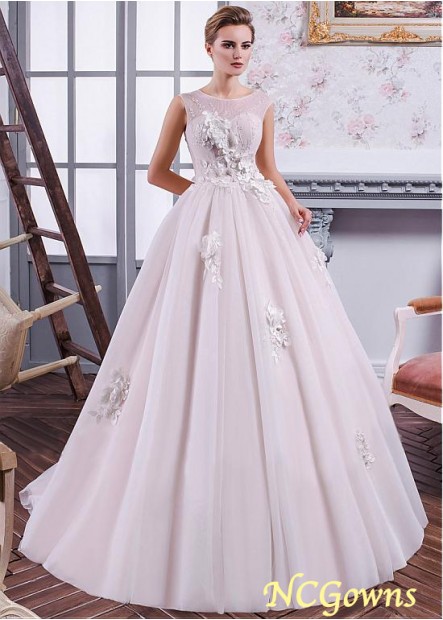 Ncgowns Full Length Length Sleeveless A-Line Natural Tulle  Organza Fabric Wedding Dresses T801525384357