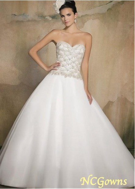 Sweetheart Ball Gown Silhouette Sleeveless Chapel 30-50Cm Along The Floor Wedding Dresses