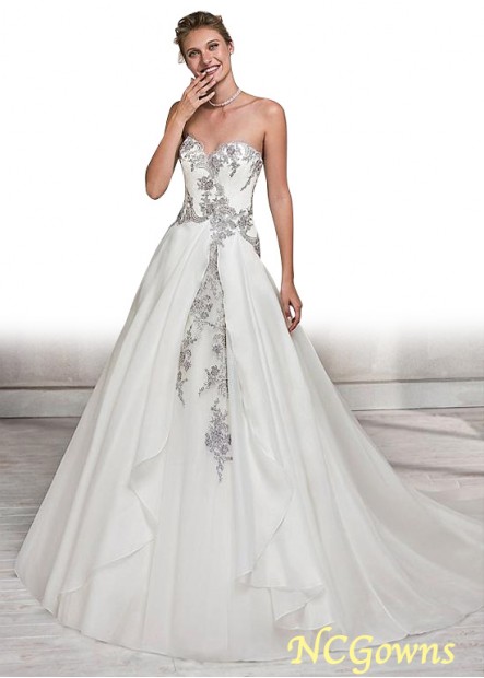Ncgowns A-Line Full Length Sleeveless Cathedral 50-70Cm Along The Floor Sweetheart Neckline
