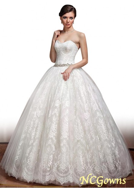 Lace Fabric Without Train Sleeveless Ball Gown Sweetheart Neckline Wedding Dresses
