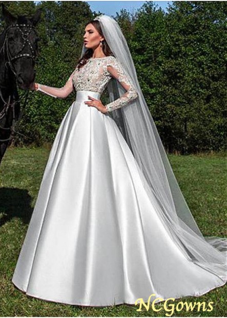Natural Full Length Jewel A-Line White Dresses T801525323226