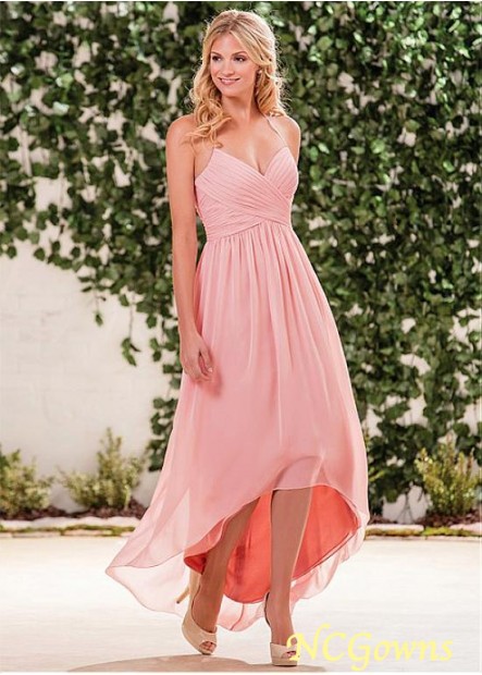 Natural A-Line Halter Pink Bridesmaid Dresses