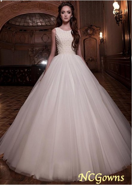 Natural Waistline Jewel Ball Gown Silhouette Tulle Fabric Cathedral 50-70Cm Along The Floor Champagne Dresses