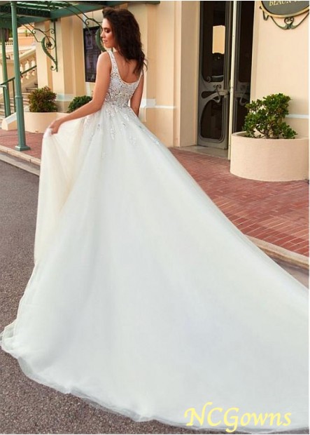 Tulle  Satin A-Line Silhouette Natural Sleeveless Wedding Dresses