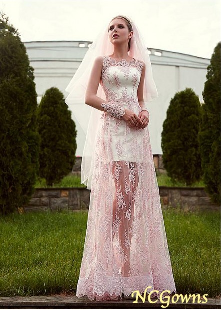 Illusion Sheath Column Natural Lace Wedding Dresses T801525317387