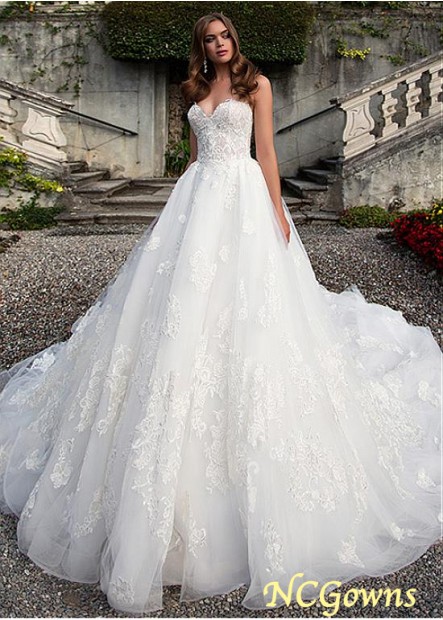 Sleeveless Sleeve Length Natural A-Line Tulle  Satin Fabric Sweetheart Wedding Dresses