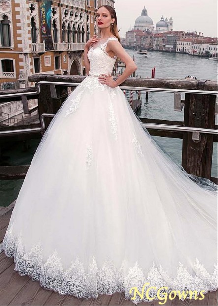 Full Length Jewel Sleeveless Wedding Dresses