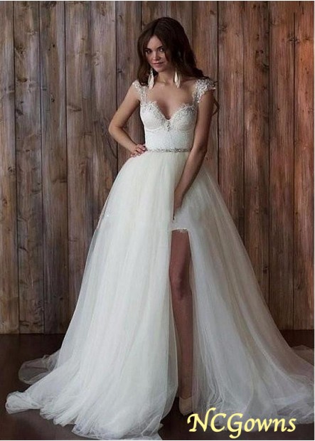 Sweetheart Neckline Full Length Length Short Sleeve Length Natural Wedding Dresses