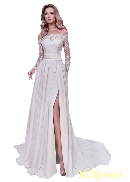 Full Length A-Line Silhouette Natural Illusion Wedding Dresses