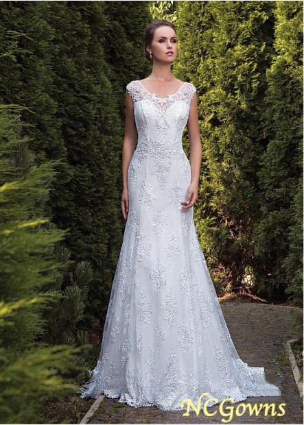 Ncgowns Tulle Fabric Short Sleeve Length Natural Waistline Chapel 30-50Cm Along The Floor Wedding Dresses