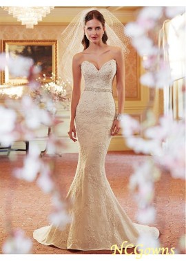 Ncgowns Natural Full Length Length Chapel 30-50Cm Along The Floor Mermaid Trumpet Silhouette Sweetheart Neckline