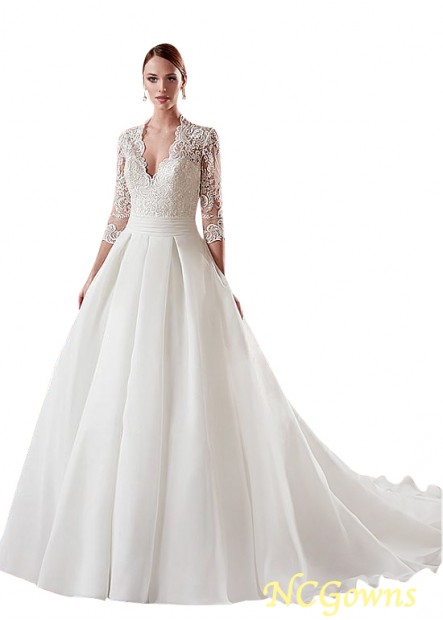 Tulle  Satin Full Length A-Line Silhouette Wedding Dresses