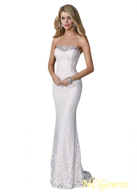 Strapless Lace White Prom Dresses