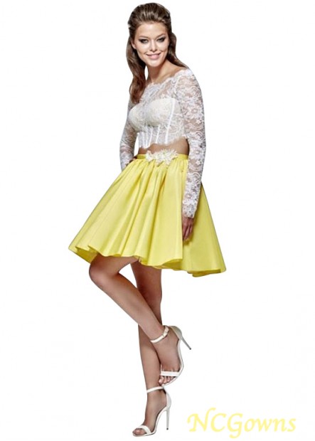 Ncgowns Lace  Satin Off-The-Shoulder Yellow Tone Two Piece