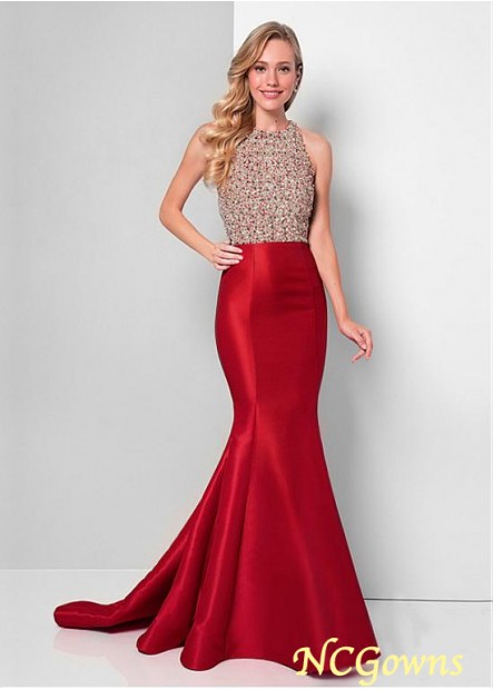 Floor-Length Hemline Mermaid Trumpet Fishtail Skirt Type Tulle  Satin Red Tone Prom Dresses