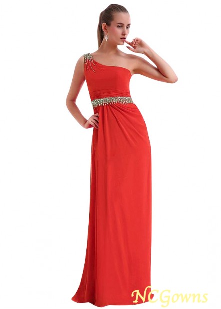 Floor-Length Hemline Chiffon Sheath Column Silhouette Red Dresses