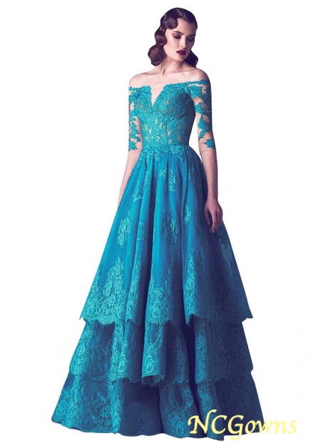 Ncgowns Green Floor-Length A-Line With Sleeves