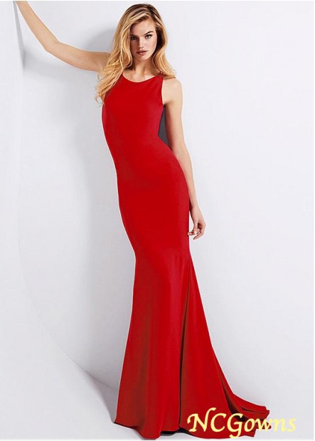Ncgowns Red Tone Scoop Floor-Length Acetate Satin Prom Dresses