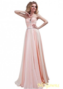 A-Line Silhouette Sweetheart Neckline Floor-Length Pink Dresses