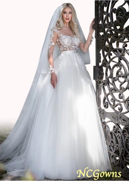 Tulle Illusion Sleeve Type Natural Waistline Jewel Wedding Dresses