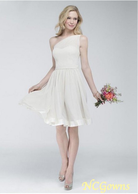 Chiffon Fabric Knee-Length Length White Color Family Natural Waistline A-Line Short Dresses