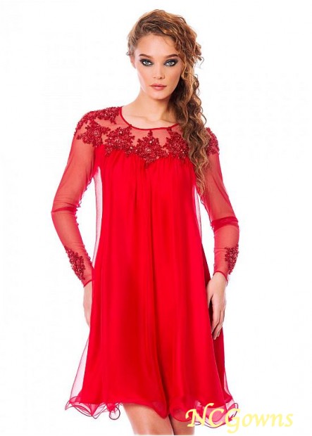 Short Mini Chiffon  Stretch Satin  Tulle Fabric Jewel Red Dresses T801525412893