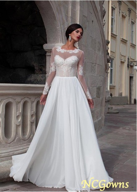 Ncgowns Natural Waistline Sweep 15-30Cm Along The Floor Illusion Wedding Dresses