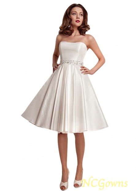 Knee-Length Sleeveless Sleeve Length Satin A-Line Silhouette Wedding Dresses