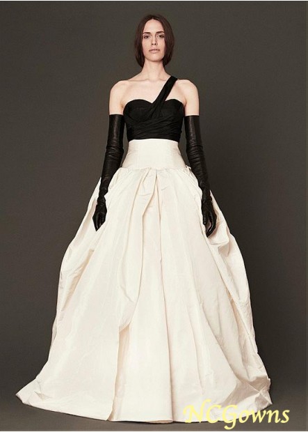 Ncgowns Full Length Length One Shoulder Black And White Dresses
