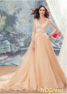 Ncgowns Natural Long Tulle Champagne Dresses