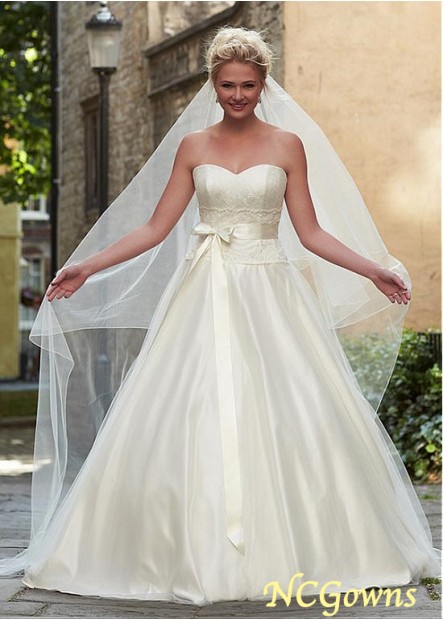 Satin  Tulle Sweetheart Neckline Dropped A-Line Silhouette Ivory Dresses