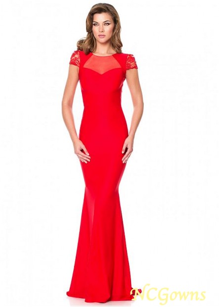 Sheath Column Silhouette Red Tone Jewel Stretch Satin  Tulle  Lace Red Dresses