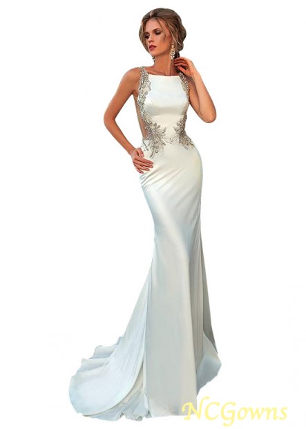 Tulle  Acetate Satin Full Length Sleeveless Bateau Neckline Natural Mermaid Trumpet White Dresses