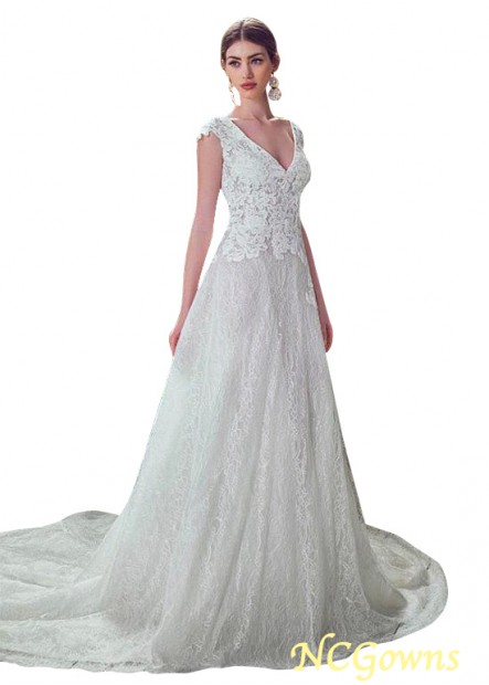 V-Neck Neckline Full Length Natural Waistline Short Tulle  Lace Beach Wedding Dresses